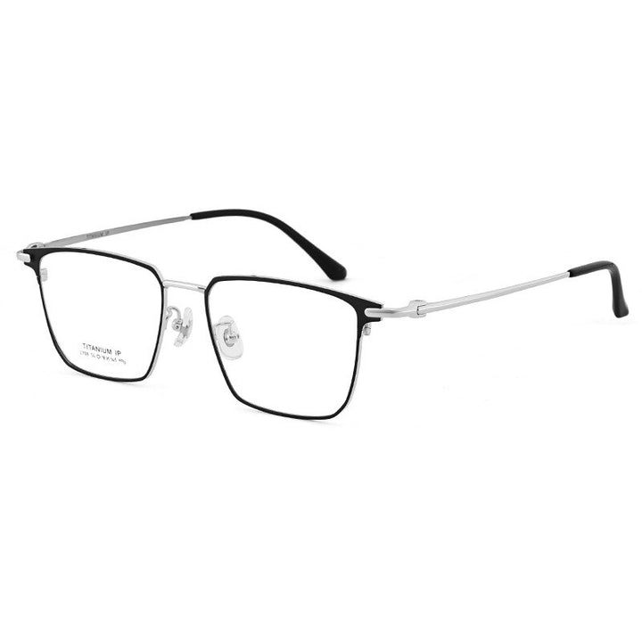 Bclear Unisex Full Rim Square Titanium Eyeglasses Lb1108 Full Rim Bclear Black silver  