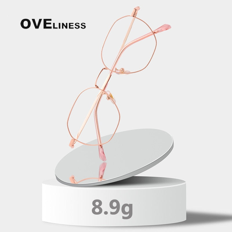 Oveliness Women's Full Rim Round Square Titanium Eyeglasses 2018 Full Rim Oveliness   