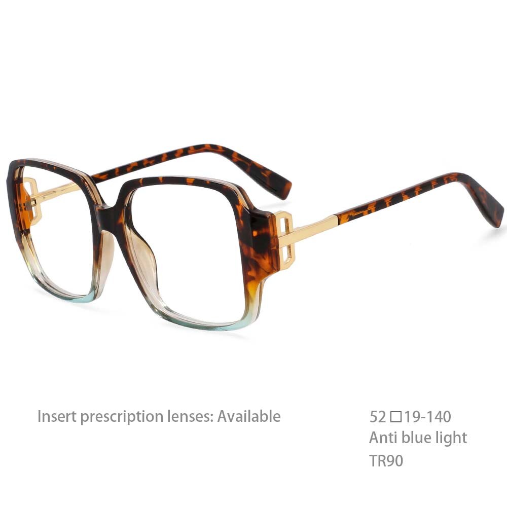 CCSpace Women's Full Rim Square Tr 90 Titanium Frame Eyeglasses 54467 Full Rim CCspace China leopard 