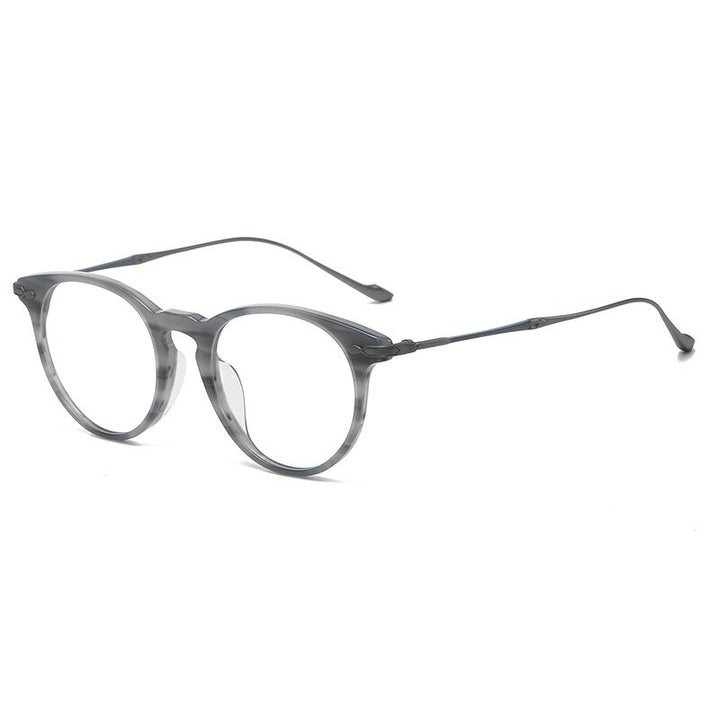 Gatenac Unisex Full Rim Round Square Acetate Titanium Eyeglasses Gxyj994 Full Rim Gatenac   
