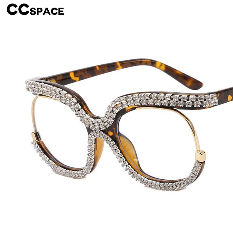 CCSpace Women's Full Rim Round Acetate Jeweled Frame Eyeglasses 54617 Full Rim CCspace   