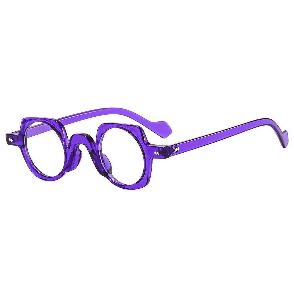 CCSpace Women's Full Rim Irregular Round Acetate Eyeglasses 55267 Full Rim CCspace Purple China 