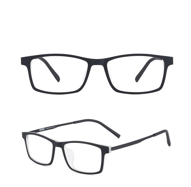 KatKani Unisex Full Rim Square Tr 90 Titanium Eyeglasses 18006 Full Rim KatKani Eyeglasses Black Transparent  