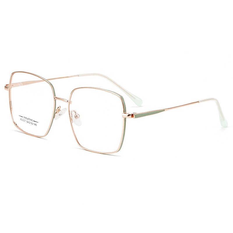 KatKani Unisex Full Rim Square Titanium Alloy IP Plated Frame Eyeglasses Ac007 Full Rim KatKani Eyeglasses Green Rose Gold  