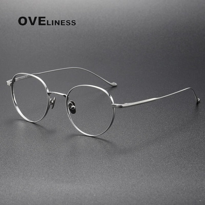 Oveliness Unisex Full Rim Round Titanium Eyeglasses Chordc Full Rim Oveliness silver  