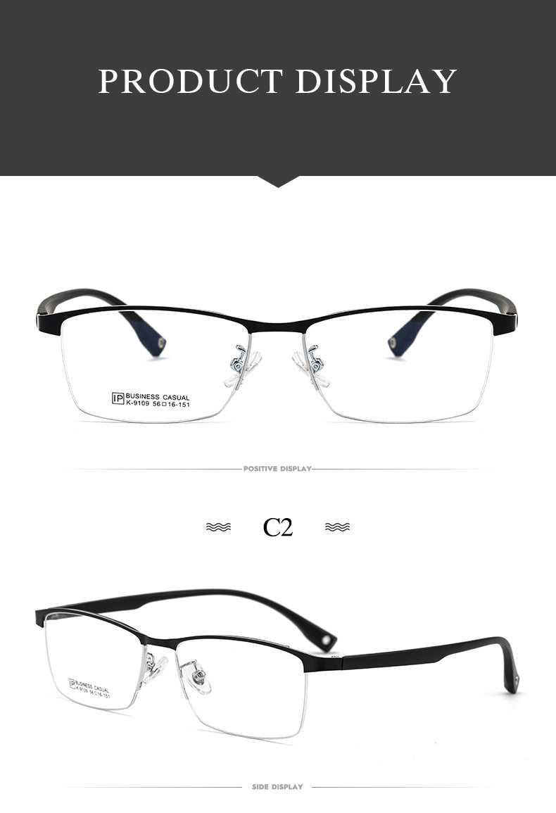 Hotochki Men's Semi Rim Square Tr 90 Titanium Frame Eyeglasses K9109 Semi Rim Hotochki   