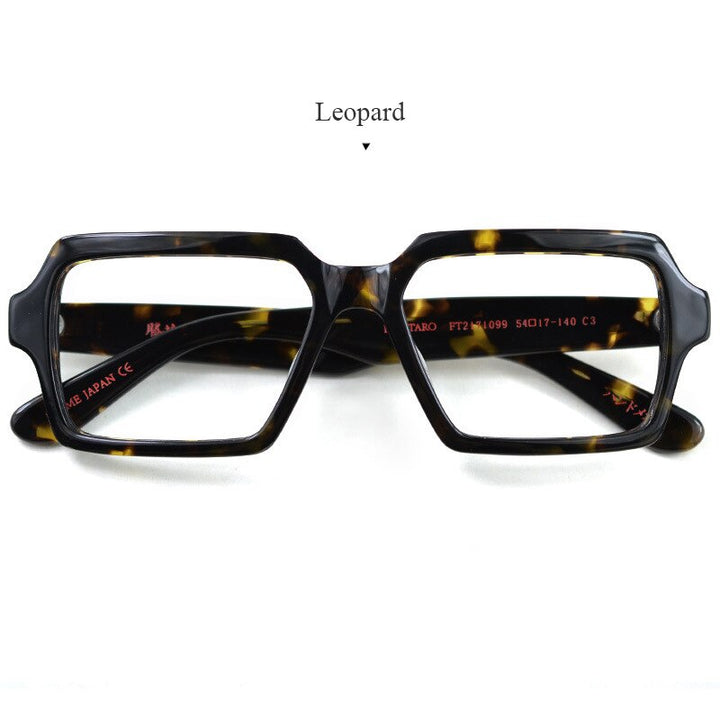 Hdcrafter Men's Full Rim Oversized Square Acetate Frame Eyeglasses Ft2171099 Full Rim Hdcrafter Eyeglasses Leoarad  