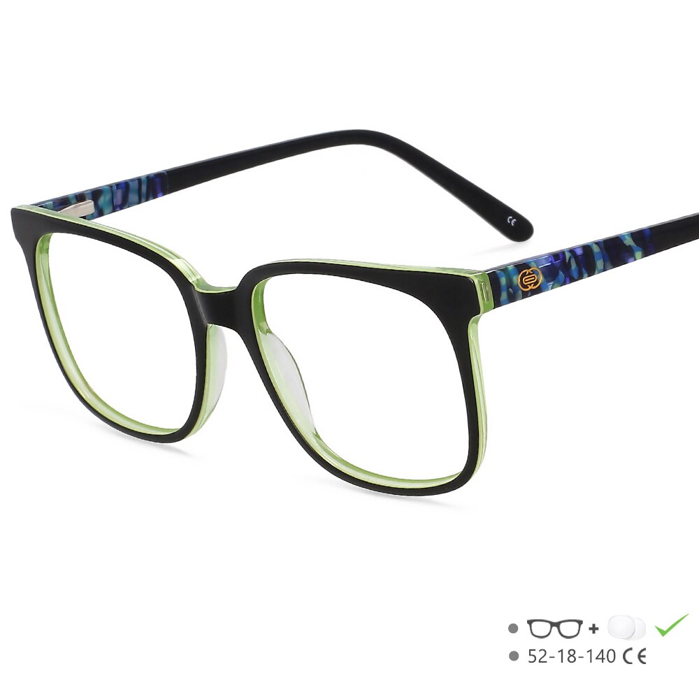 CCspace Unisex Full Rim Square Acetate Eyeglasses 55557 Full Rim CCspace Green China 