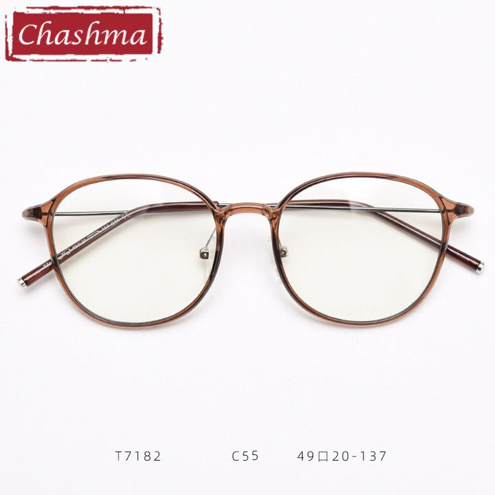 Chashma Round TR90 Eyeglasses Frame Lentes Optics Light Women Small Circle Quality Student Prescription Glasses For RX Lenses Frame Chashma Ottica Brown  