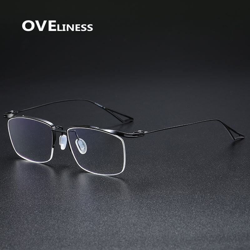 Oveliness Unisex Semi Rim Square Titanium Eyeglasses Actfour Semi Rim Oveliness black  
