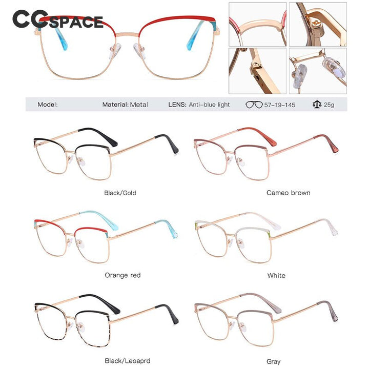 CCSpace Women's Full Rim Square Cat Eye Tr 90 Stainless Steel Eyeglasses 54963 Full Rim CCspace   