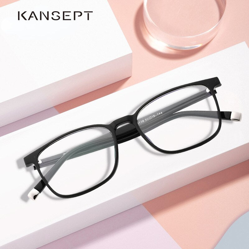 Kansept Unisex Full Rim Square Tr 90 Titanium Eyeglasses 6138 Full Rim Kansept   