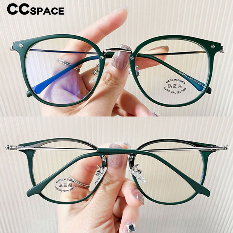 CCSpace Unisex Full Rim Round Cat Eye Tr 90 Titanium Eyeglasses 55897 Full Rim CCspace   