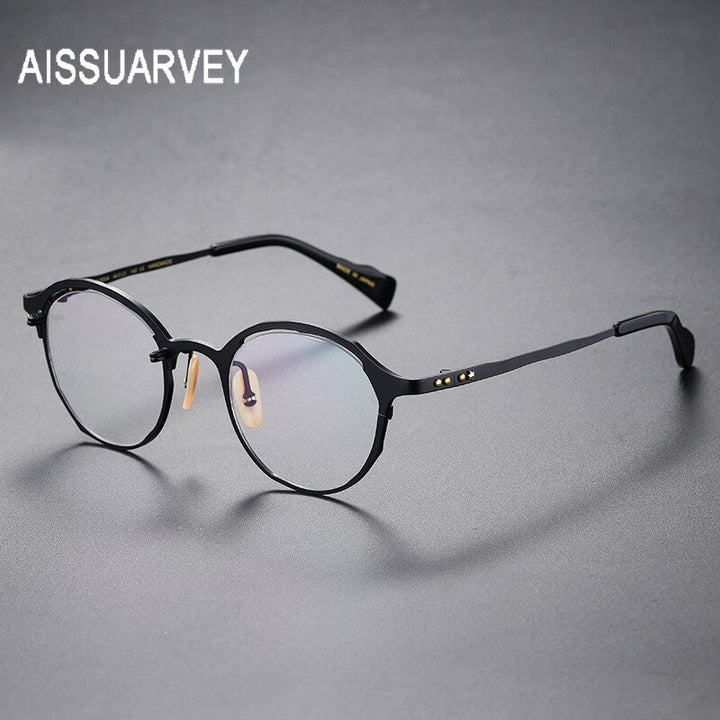 Aissuarvey Unisex Eyeglasses Titanium Ip Round Full Rim 15g Full Rim Aissuarvey Eyeglasses   