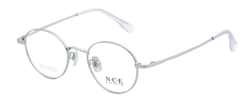 Bclear Unisex Eyeglasses Titanium Round Full Rim Sc88305 Full Rim Bclear silver  
