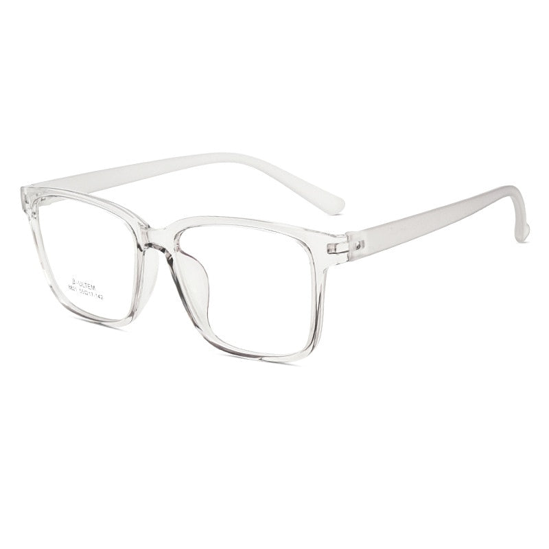 Yimaruili Unisex Full Rim Large Square Screwless Tr 90 Eyeglasses Full Rim Yimaruili Eyeglasses Transparent Gray  