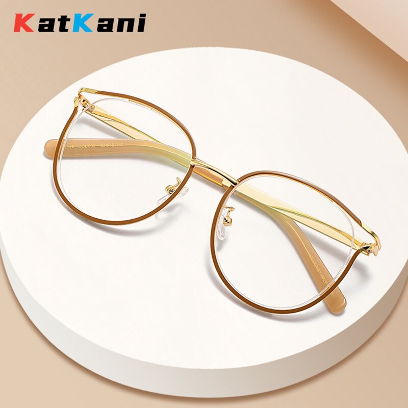 KatKani Women's Full Rim Round  Cat Eye Alloy Eyeglasses 2126 Full Rim KatKani Eyeglasses   