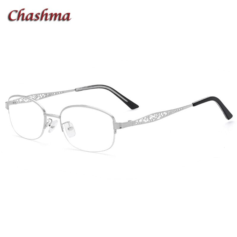 Chashma Women's Semi Rim Rectangle Stainless Steel Frame Eyeglasses 1970 Semi Rim Chashma Silver  
