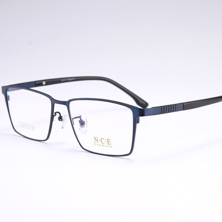 Reven Jate Men's Full Rim Square Titanium Eyeglasses 5007 Full Rim Reven Jate Blue  