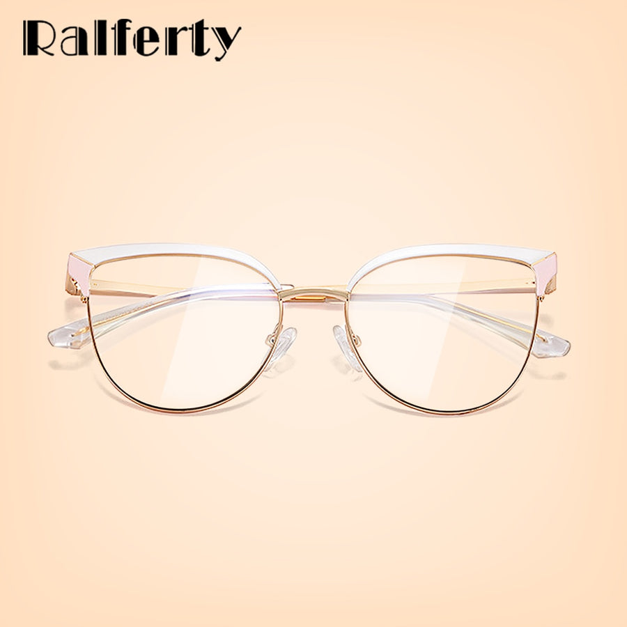 Ralferty Women's Full Rim Oval Cat Eye Acetate Alloy Eyeglasses F91226 Full Rim Ralferty   