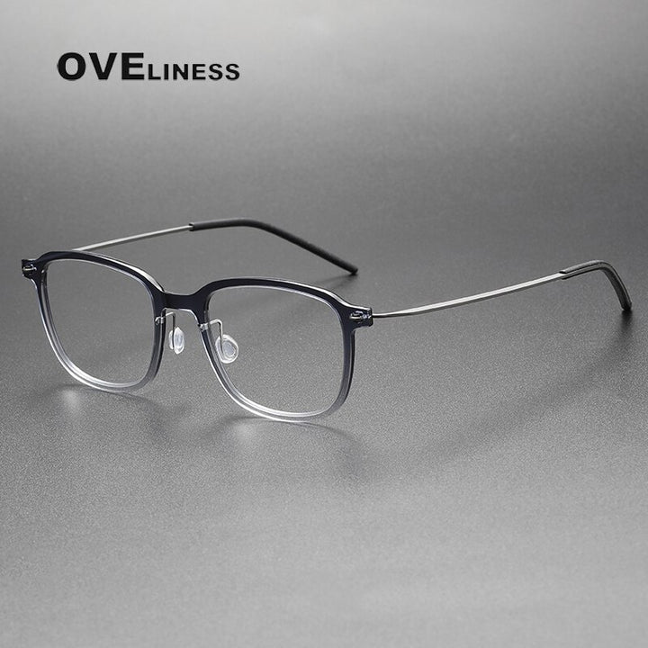 Oveliness Unisex Full Rim Square Acetate Titanium Eyeglasses 6510 Full Rim Oveliness gradient grey  