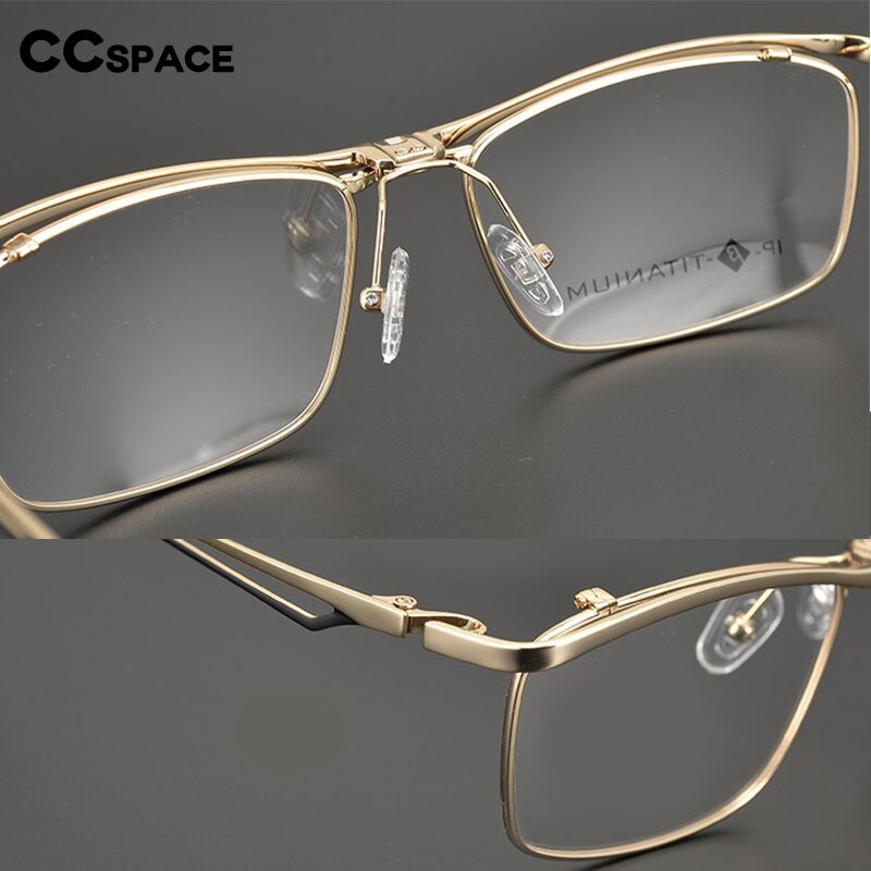 CCspace Unisex Full Rim Square Titanium Flip Up Eyeglasses 53227 Full Rim CCspace   