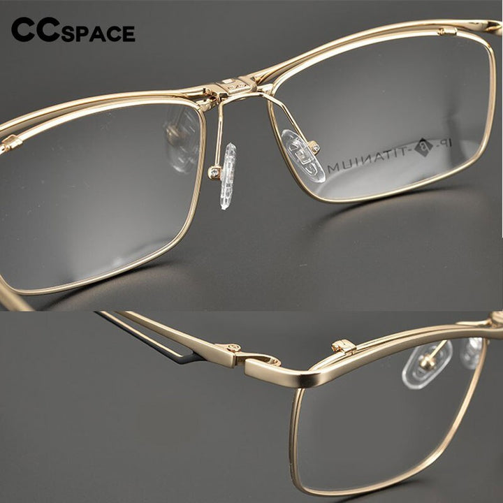 CCSpace Unisex Full Rim Square Titanium Flip Up Eyeglasses 53227 Full Rim CCspace   