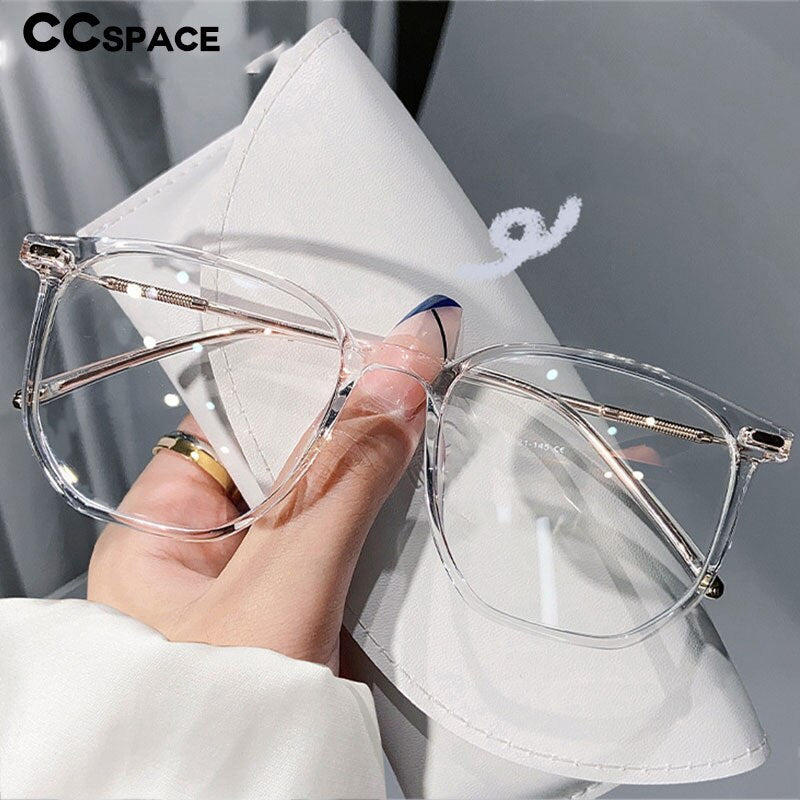 CCSpace Unisex Full Rim Large Square Acetate Alloy Myopic Reading Glasses 55433 Reading Glasses CCspace   