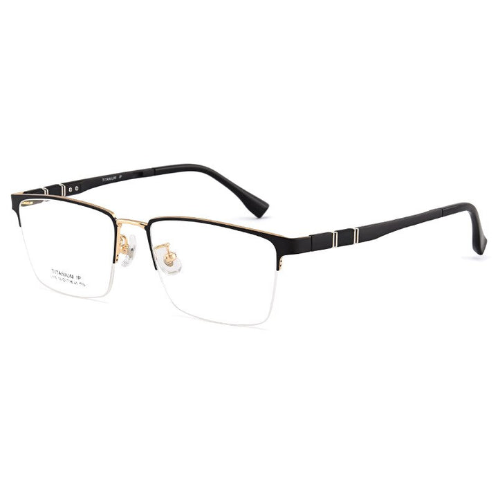 Bclear Unisex Semi Rim Square Titanium Eyeglasses Lb1110 Semi Rim Bclear Black gold  
