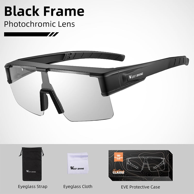 West Biking Unisex Semi Rim Fit Over Myopic Polarized Sunglasses Yp0703144-146 Sunglasses West Biking Photochromic Black  