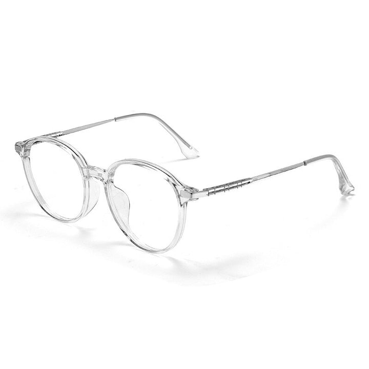 KatKani Unisex Full Rim Round Acetate Titanium Eyeglasses 96007S Full Rim KatKani Eyeglasses Transparent  