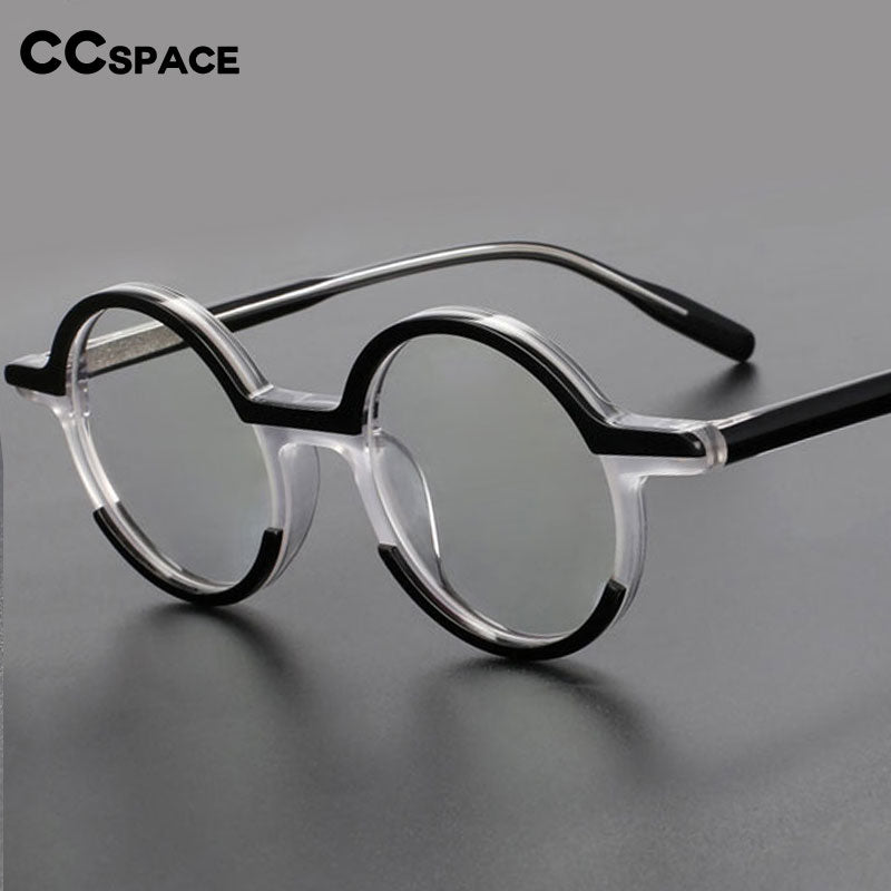 CCSpace Unisex Full Rim Round Acetate Eyeglasses 56056 Full Rim CCspace   