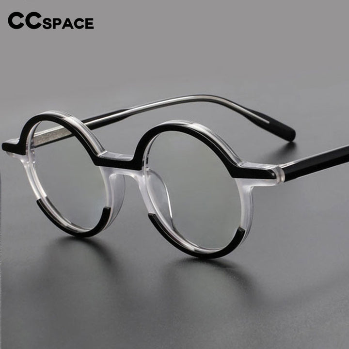 CCspace Unisex Full Rim Round Acetate Eyeglasses 56056 Full Rim CCspace   