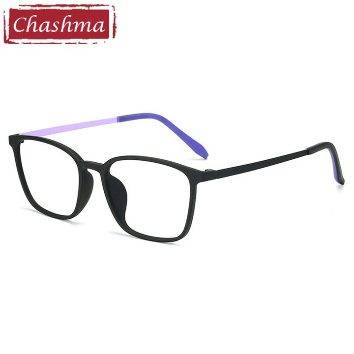 Chashma Unisex Full Rim Ultem Titanium Square Frame Eyeglasses 66113 Full Rim Chashma Black with Purple  