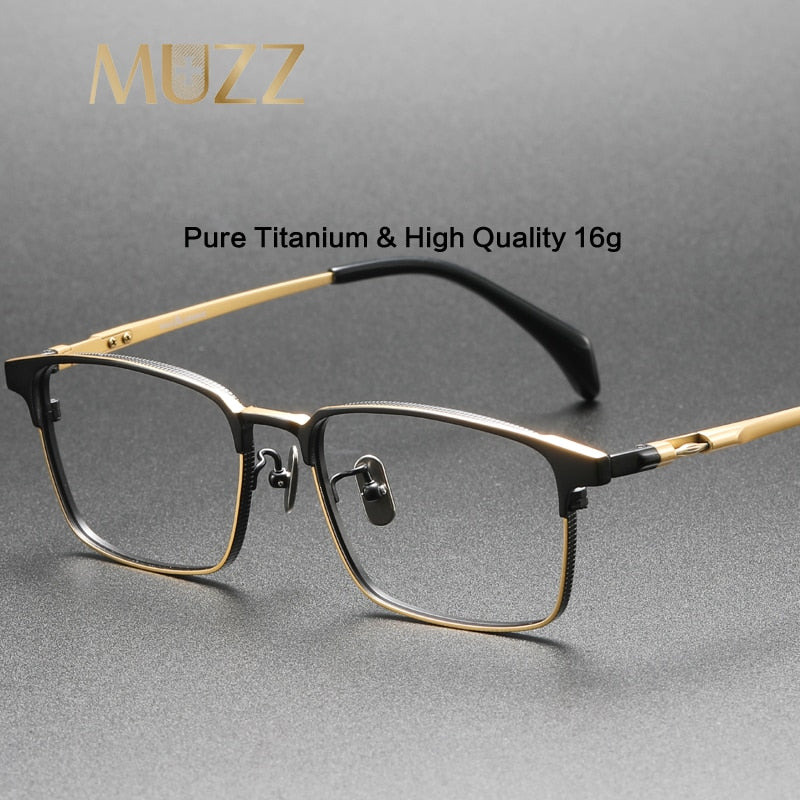Muzz Men's Full Rim Square Titanium Eyeglasses 70710 Full Rim Muzz   