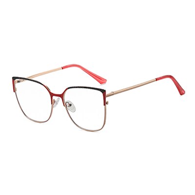 Ralferty Women's Full Rim Square Cat Eye Alloy Eyeglasses F91231 Full Rim Ralferty C2 Red China 