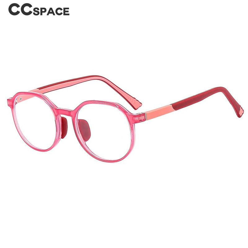 CCSpace Unisex Youth Full Rim Round Silicone Eyeglasses 54669 Full Rim CCspace   