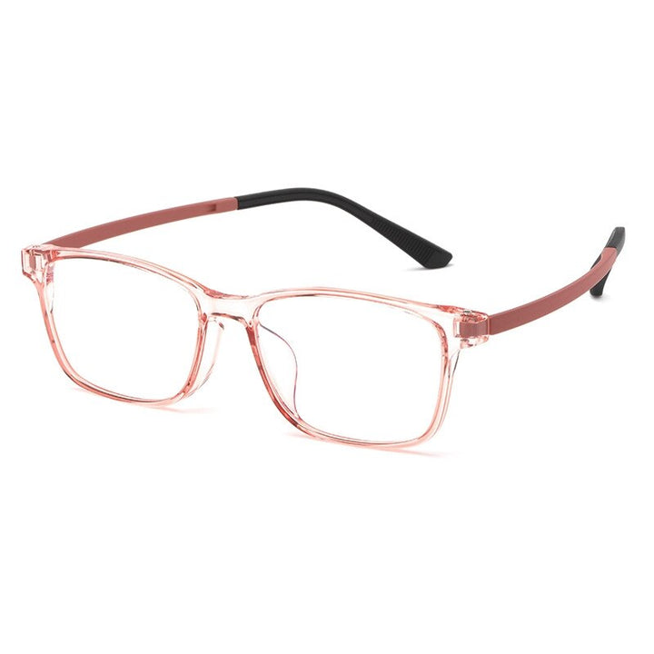 KatKani Unisex Full Rim Square Ultem Eyeglasses 89103r Full Rim KatKani Eyeglasses Transparent Pink  