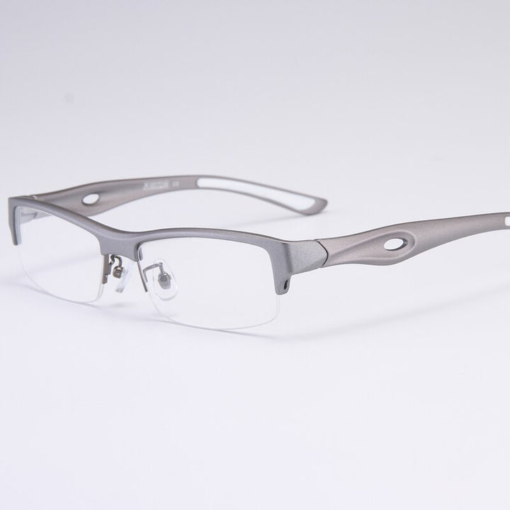 Bclear Men's Semi Rim Rectangle Tr 90 Sport Eyeglasses My1077 Semi Rim Bclear Gray white  