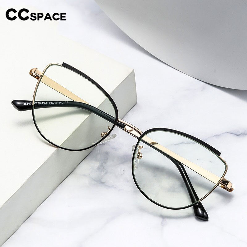 CCSpace Women's Semi Rim Square Cat Eye Alloy Eyeglasses 55606 Semi Rim CCspace   