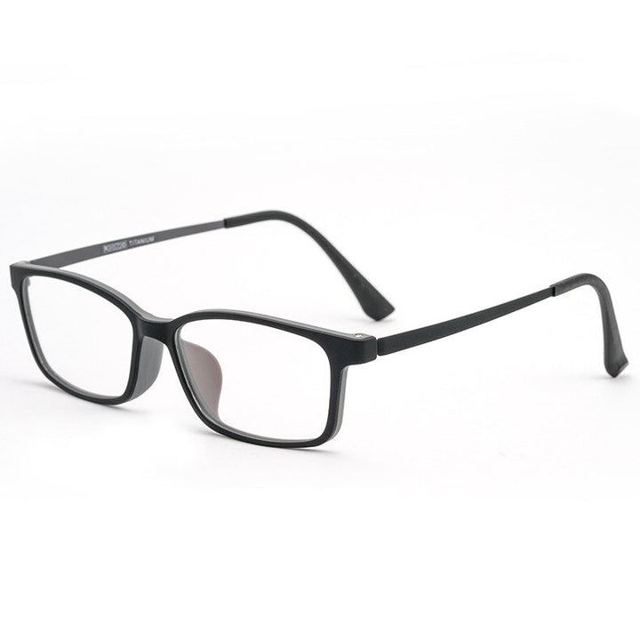 KatKani Unisex Full Rim Square Tr 90 Titanium Eyelasses 3085 Full Rim KatKani Eyeglasses Black Gray  