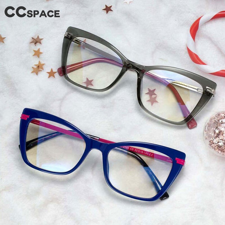CCSpace Women's Full Rim Square Cat Eye Tr 90 Titanium Frame Eyeglasses 54335 Full Rim CCspace   
