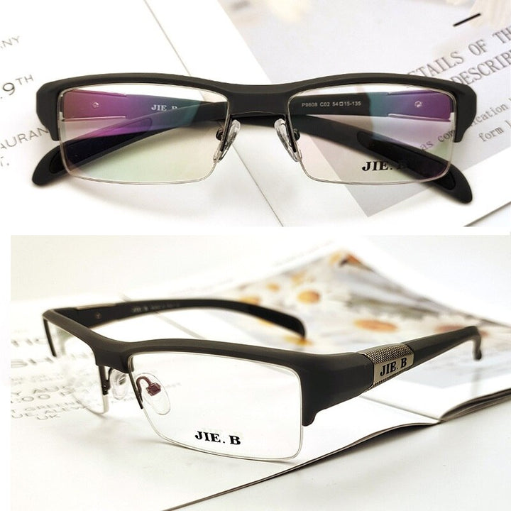 Cubojue Unisex Semi Rim Square Tr 90 Titanium Myopic Photochromic Reading Glasses P9808 Reading Glasses Cubojue   