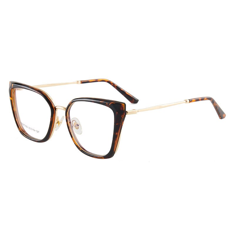 CCspace Women's Full Rim Square Cat Eye Acetate Alloy Eyeglasses 54730 Full Rim CCspace China Leopard 