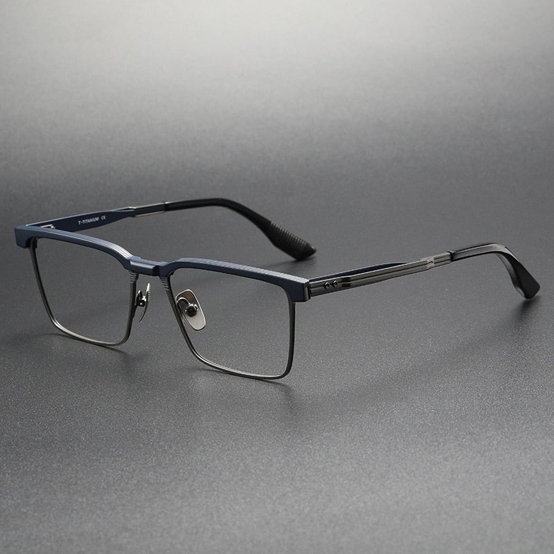 CCSpace Men's Full Rim Square Titanium Eyeglasses 55037 Full Rim CCspace BlueGun China 