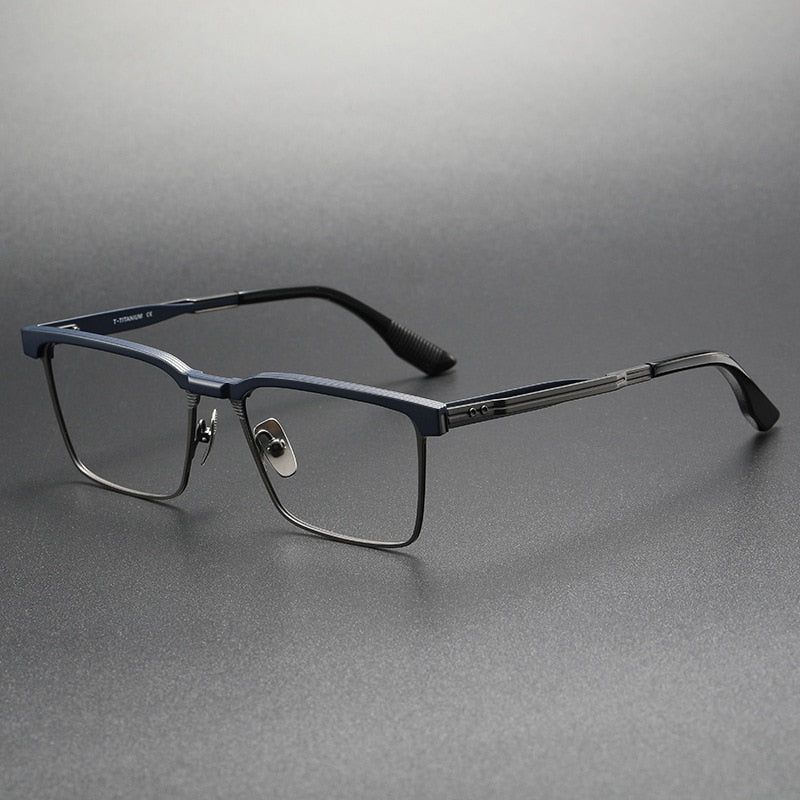 CCspace Men's Full Rim Square Titanium Eyeglasses 55037 Full Rim CCspace BlueGun China 