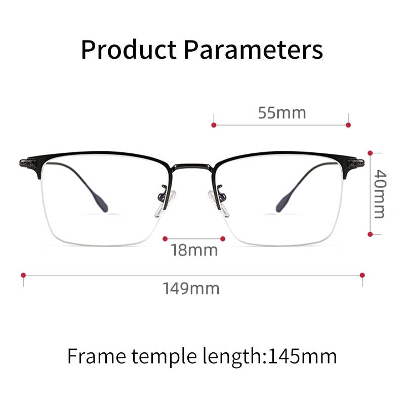 Yimaruili Men's Semi Rim Square Titanium Eyeglasses 9913S Semi Rim Yimaruili Eyeglasses   