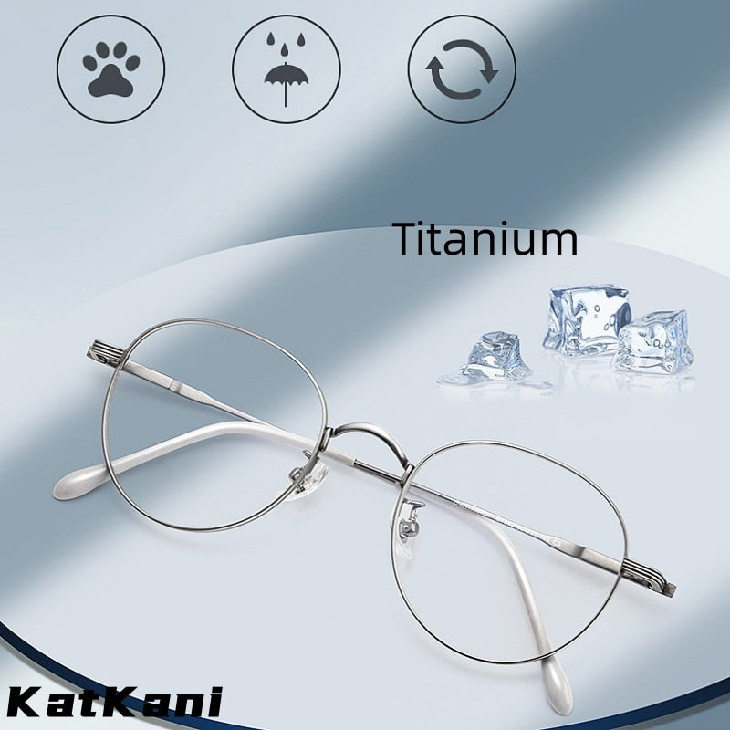 KatKani Unisex Full Rim Round Titanium Eyeglasses Bt082 Full Rim KatKani Eyeglasses   