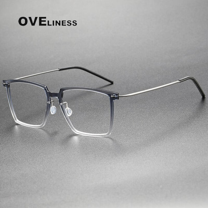 Oveliness Unisex Full Rim Square Acetate Titanium Eyeglasses Full Rim Oveliness gradient grey  