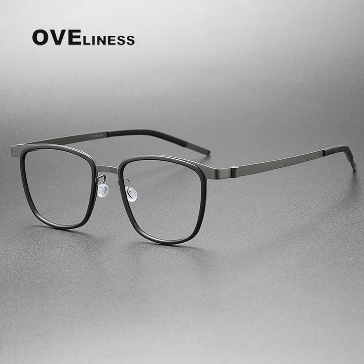 Oveliness Unisex Full Rim Square Screwless Titanium Eyeglasses 9717 Full Rim Oveliness   